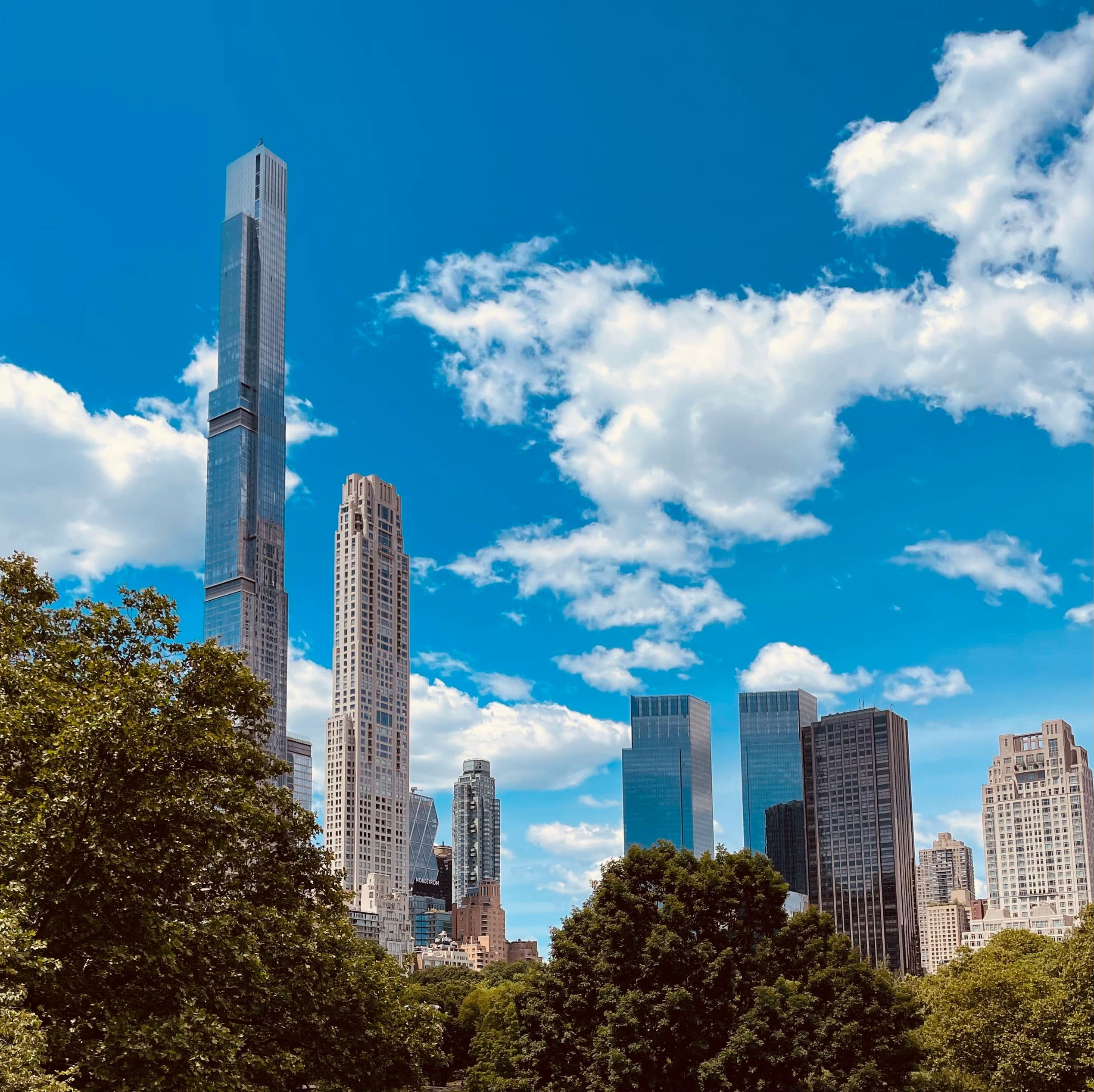 The Billionaires' Row towers above Central Park on the Manhattan skyline